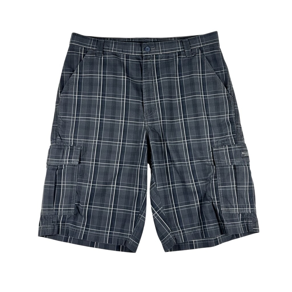 Wrangler Authentic Issue Mens Navy Blue Plaid Cargo Shorts Golf Preppy Size 44